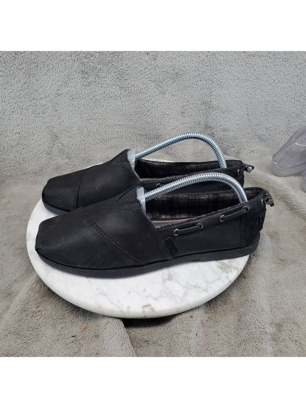 Skechers Shoes Womens Size 9 Black Textile Bobs Chill Lugs Loafers *Read*